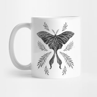 Black and White Watercolor Luna Moth Mug